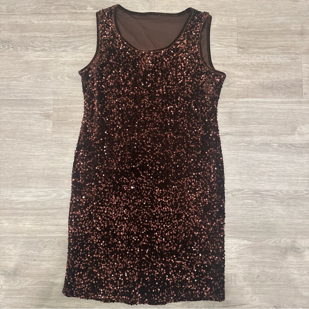 Nina Leonard Black and Pink Sequin Mini Dress